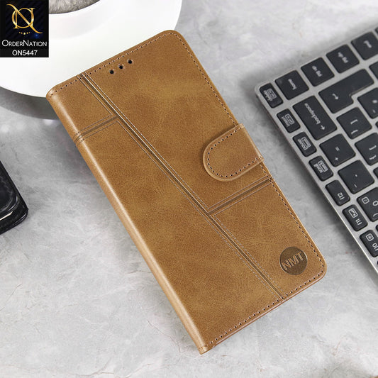 Vivo Y400 Cover - Light Brown -  Premium Leather Megantic Flip Book Covers With Card Holding Option