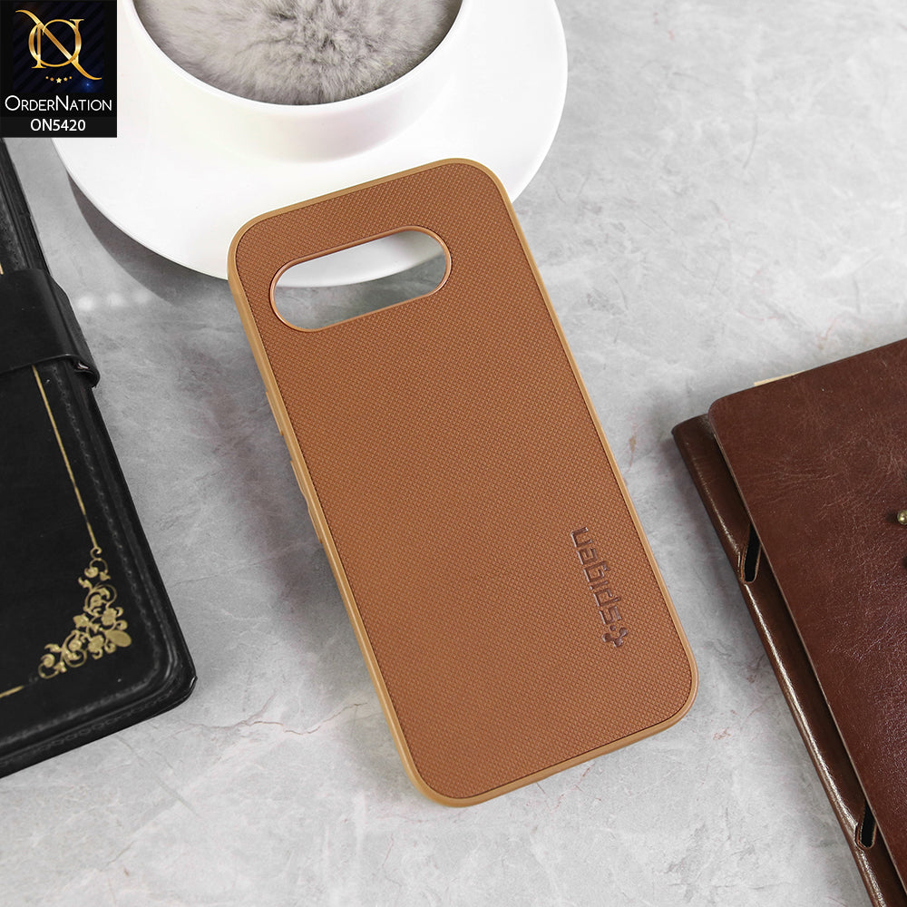 Google Pixel 9a Cover - Brown - New Dotted Leather Texture Soft Borders Case
