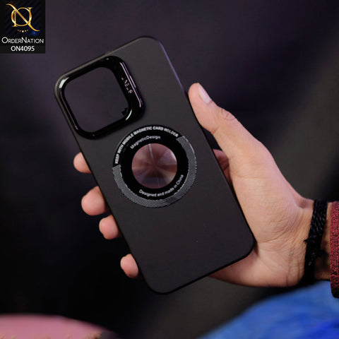 iPhone 15 Pro Max Cover - Black -  Invisible Bracket Folding Camera Lens Holder Protection Matte Case Magnetic For Magsafe Hard Cover