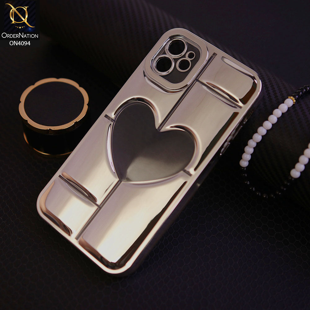 iPhone 11 - Silver -  Electroplating 3D Hollow Love Heart Soft Case