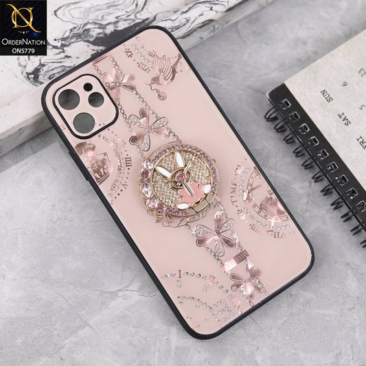 iPhone 11 Cover - Golden - Bling Shiny Back Shell Soft Round Borders Camera Protection Case With Ring Holder
