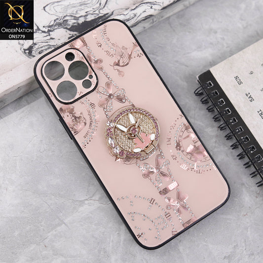 iPhone 12 Pro Max Cover - Golden - Bling Shiny Back Shell Soft Round Borders Camera Protection Case With Ring Holder