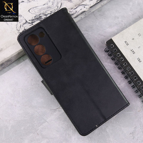 Oppo A5 5G  Cover - Black -  Premium Leather Megantic Flip Book Covers With Card Holding Option