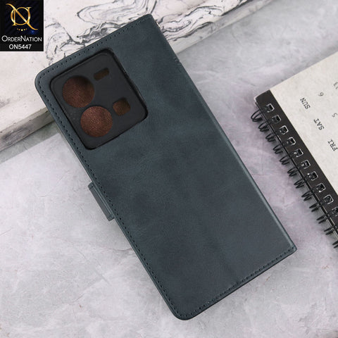 OnePlus 10 Pro Cover - Blue -  Premium Leather Megantic Flip Book Covers With Card Holding Option