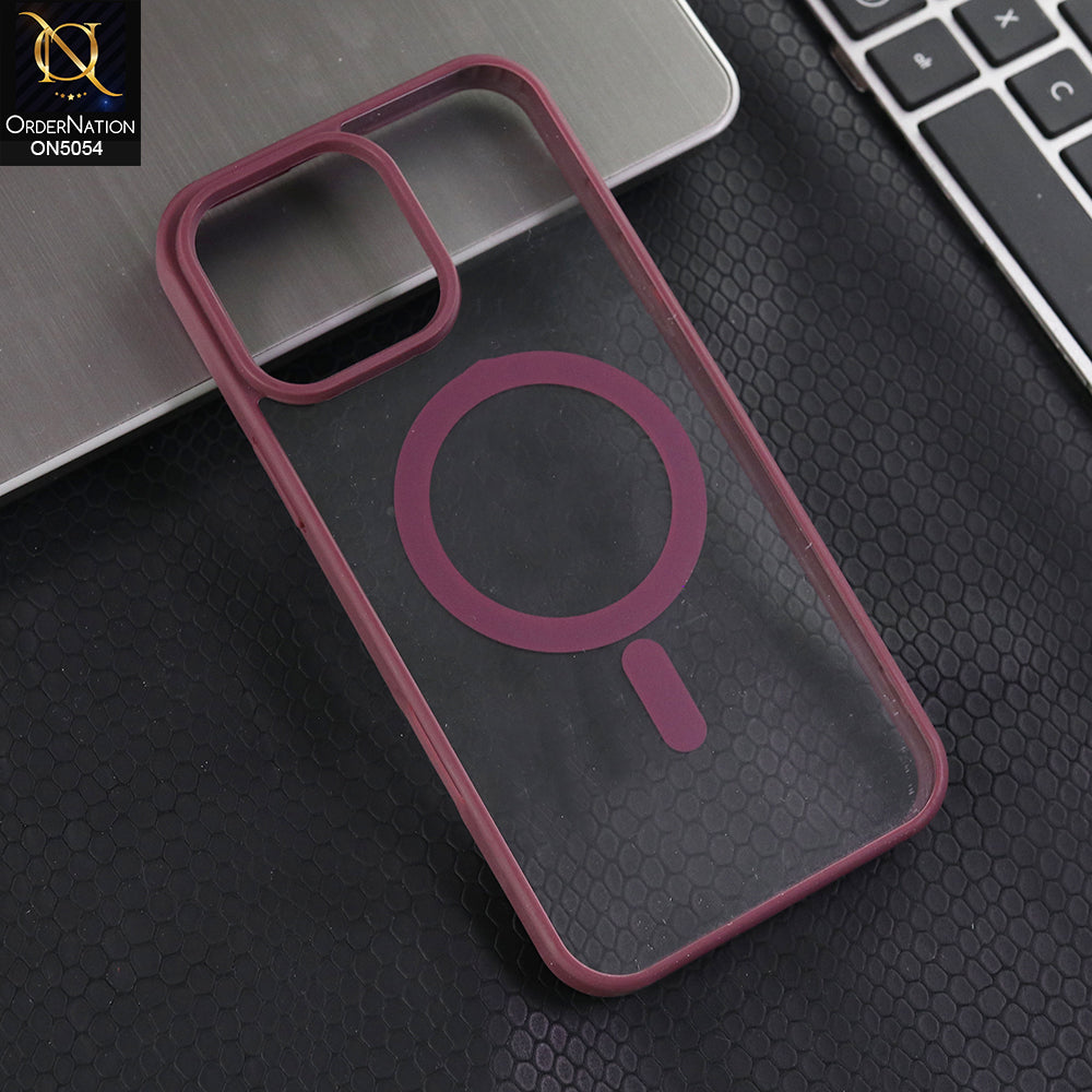 iPhone 16 Pro Max - Purple -  New Clear Transparent Back Magnetic Magsafe Candy Color Soft Borders Case