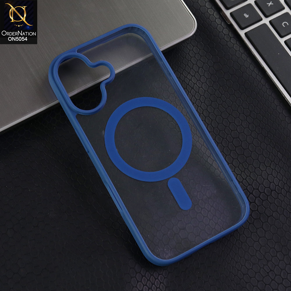 iPhone 17  - Blue -  New Clear Transparent Back Magnetic Magsafe Candy Color Soft Borders Case
