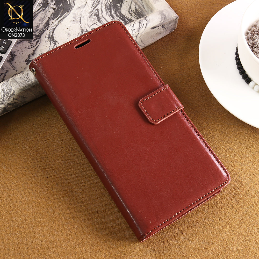 Vivo Y7s Cover - Brown - Shockproof Leather Magnetic Kickstand Wallet Flipbook With Card Holder Slots Case