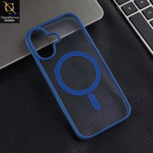 iPhone 17  - Blue -  New Clear Transparent Back Magnetic Magsafe Candy Color Soft Borders Case