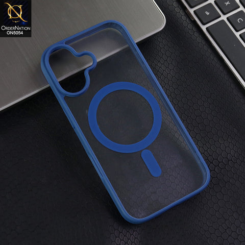 iPhone 17  - Blue -  New Clear Transparent Back Magnetic Magsafe Candy Color Soft Borders Case