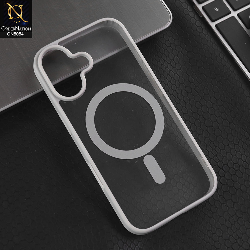iPhone 17  - Gray -  New Clear Transparent Back Magnetic Magsafe Candy Color Soft Borders Case