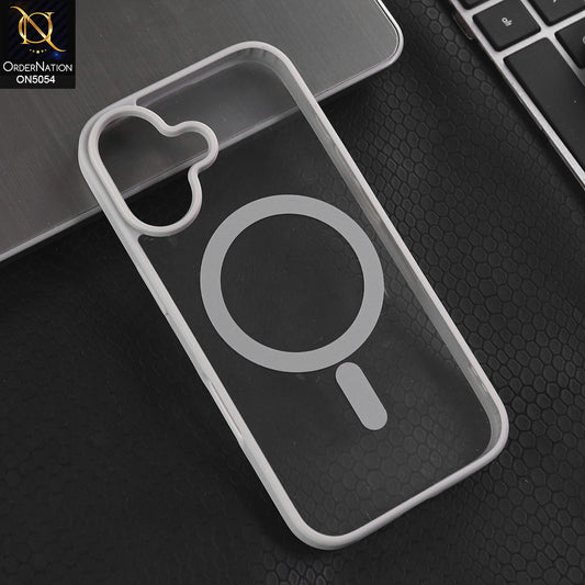 iPhone 17  - Gray -  New Clear Transparent Back Magnetic Magsafe Candy Color Soft Borders Case