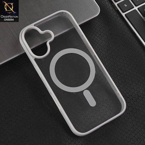 iPhone 17  - Gray -  New Clear Transparent Back Magnetic Magsafe Candy Color Soft Borders Case