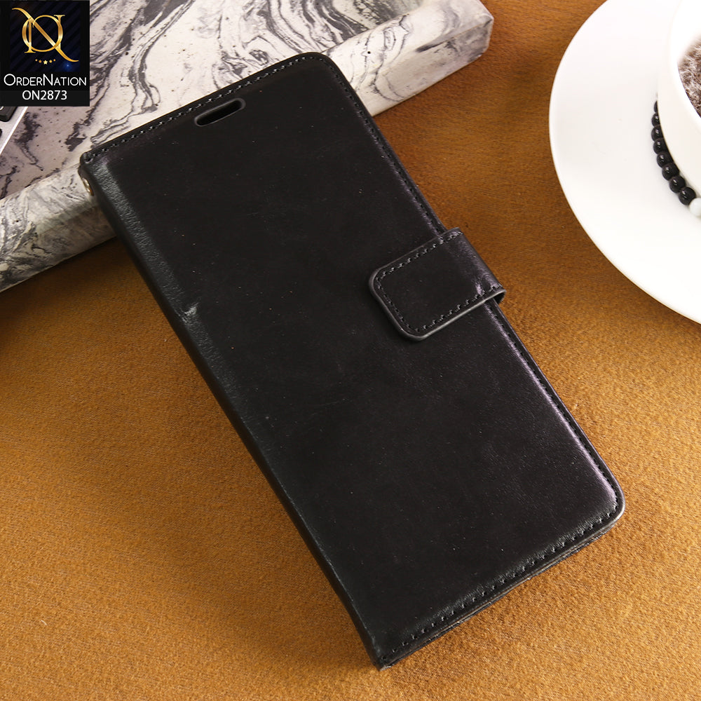 Oppo A6 Cover  - Black - Premium Leather Megantic Flip Book Covers With Card Holding Option