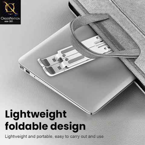 Energy ENRG Portable Aluminum Foldable Laptop Stand Adjustable Height Metal Holder with Anti-Slip Rubber Grips Silver