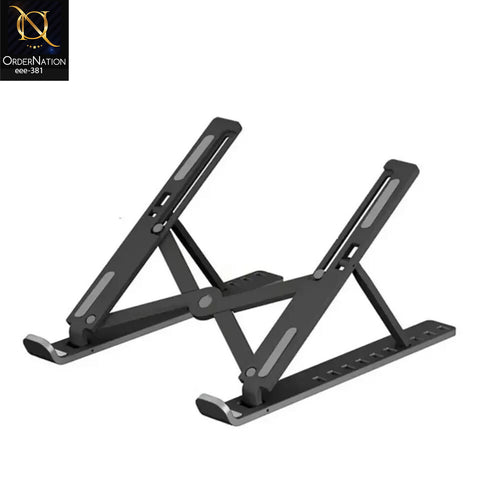 Energy ENRG Portable Aluminum Foldable Laptop Stand Adjustable Height Metal Holder with Anti-Slip Rubber Grips Silver