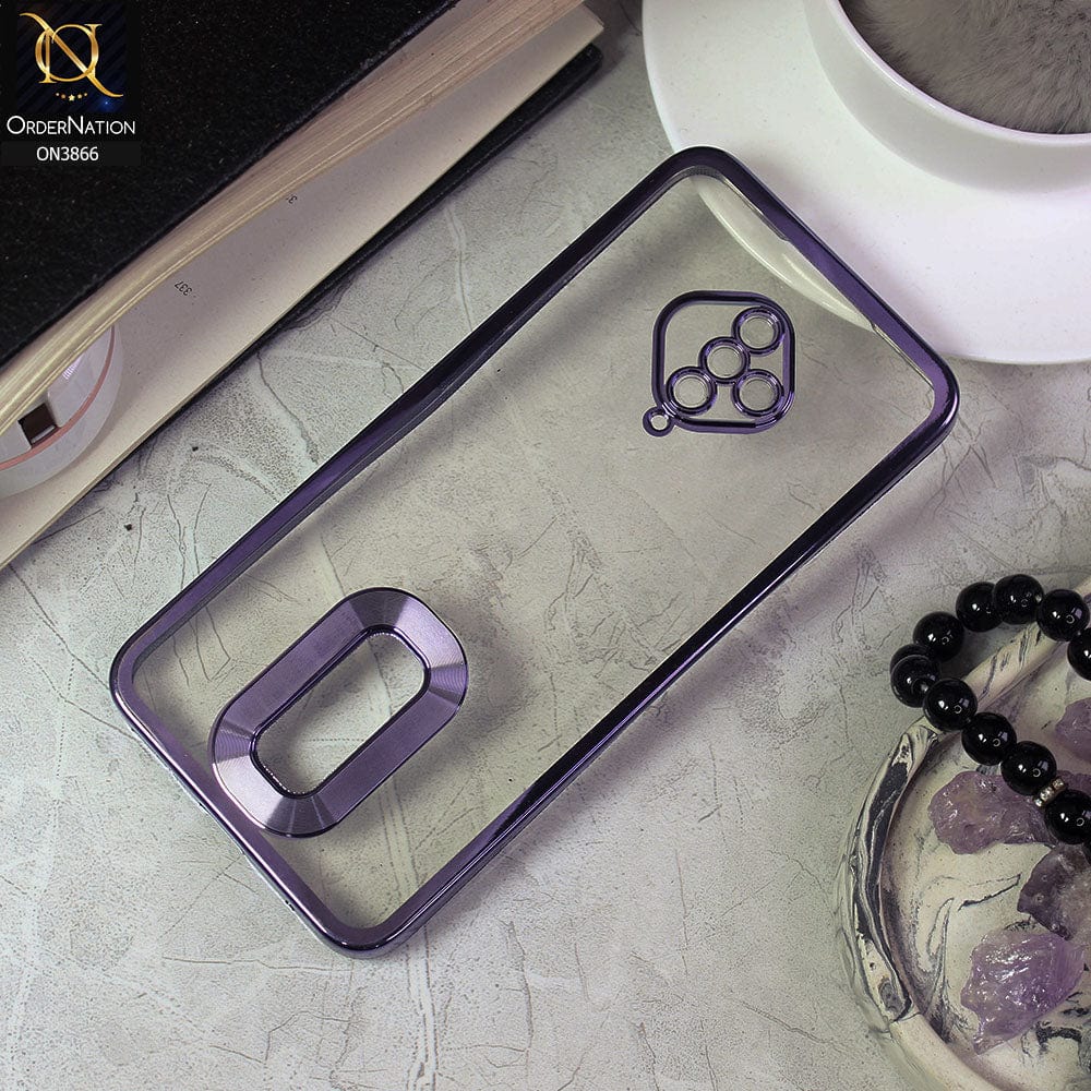 Vivo Y51 (2020 September) Cover - Purple - Electroplating Borders Chrome Logo Hole Soft Silicone Camera Bumper Case