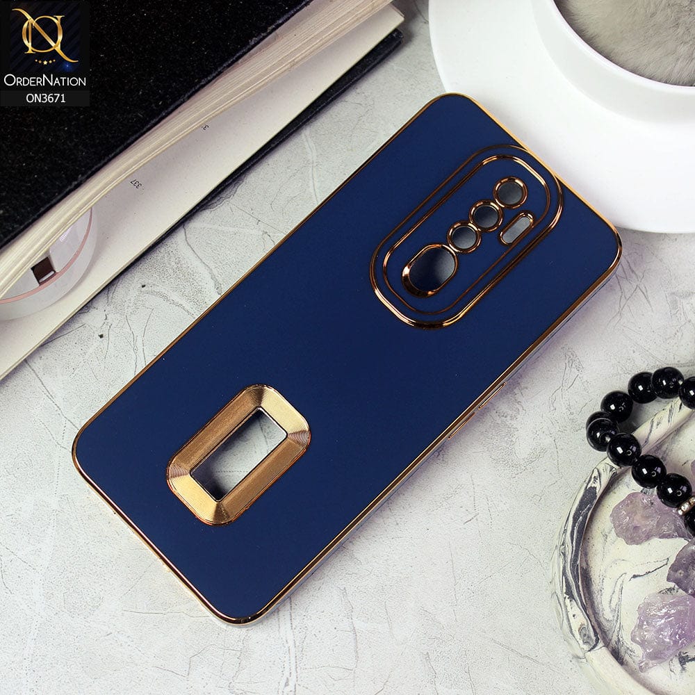 Oppo A9 2020 Cover - Blue - All New Electroplating Borders With Logo Hole Protective Soft Silicon Case