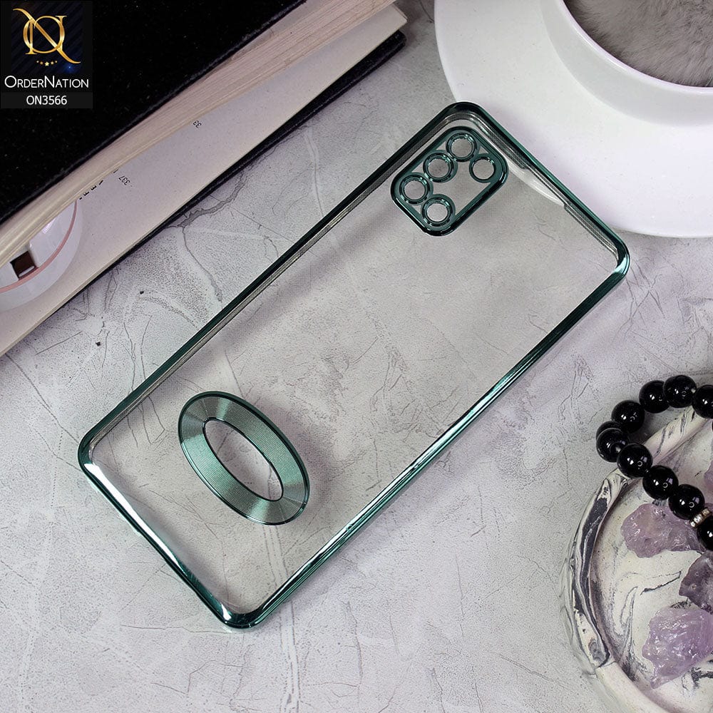 Samsung Galaxy A31 Cover - Green - Electroplating Borders Logo Hole Camera Lens Protection Soft Silicone Case