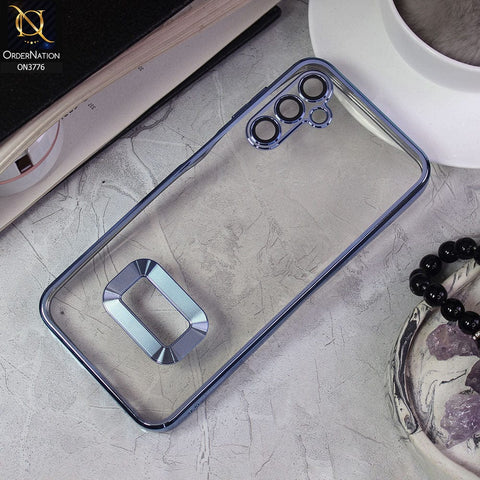 Samsung Galaxy A14 Cover - Sierra Blue -  Electroplating Borders Logo Hole Camera Lens Protection Soft Silicone Case