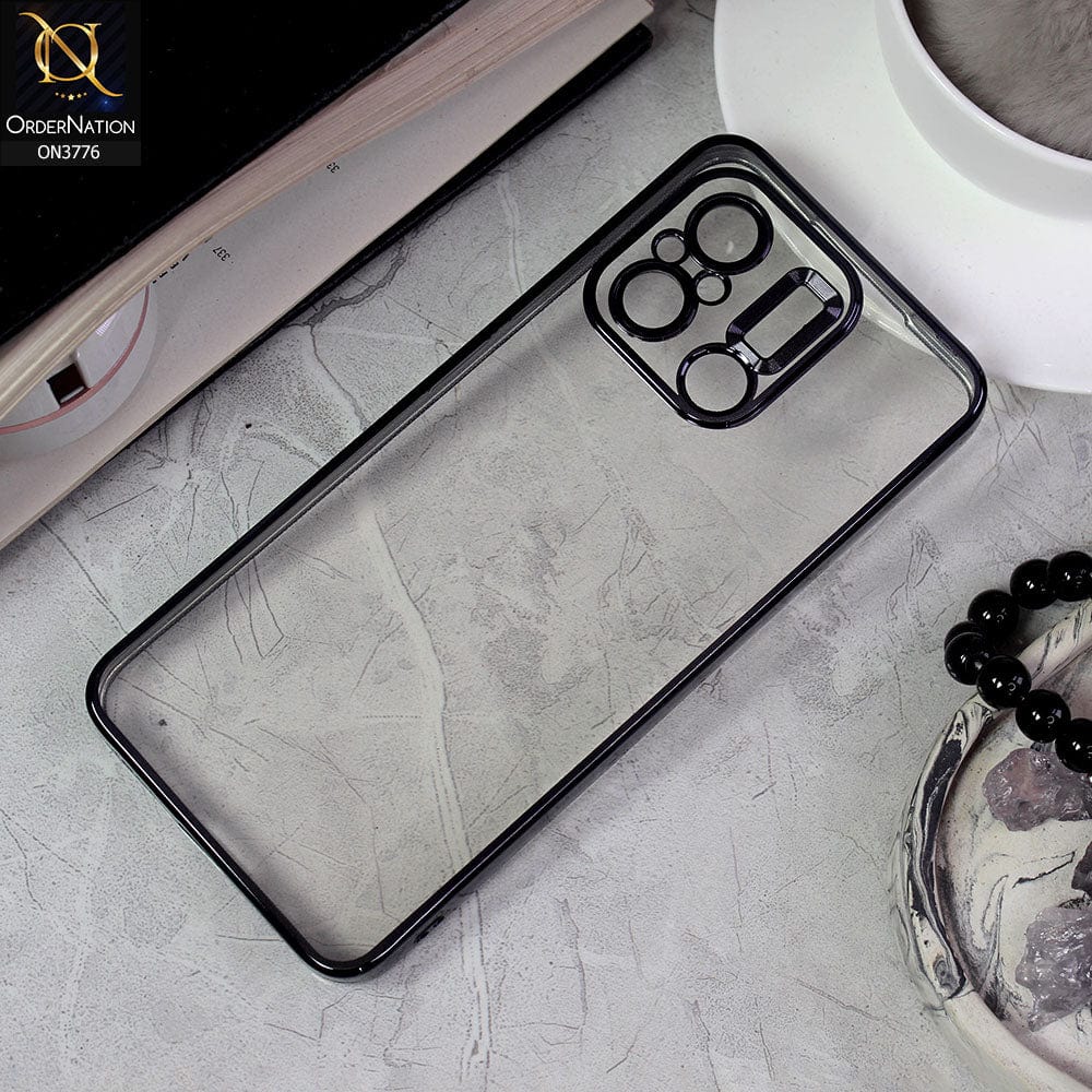 Xiaomi Redmi 12C Cover - Black -  Electroplating Borders Logo Hole Camera Lens Protection Soft Silicone Case