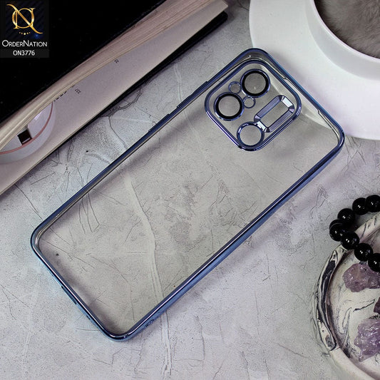 Xiaomi Redmi 12C Cover - Sierra Blue -  Electroplating Borders Logo Hole Camera Lens Protection Soft Silicone Case
