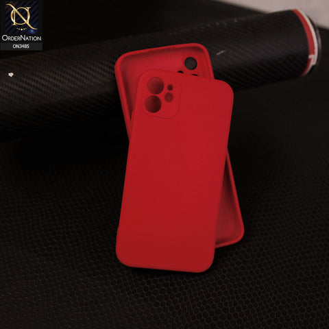 iPhone 12 Mini Cover - Dark Red - ONation Silica Gel Series - HQ Liquid Silicone Elegant Colors Camera Protection Soft Case