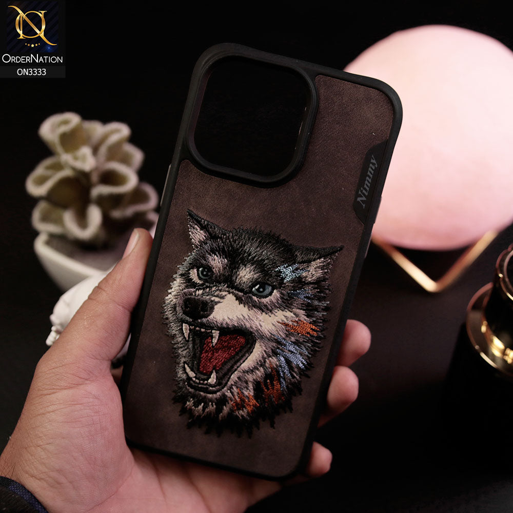 iPhone 15 Pro Max Cover - Design 8 - Nimmy 3D Embroidery Shell Leather Soft Case