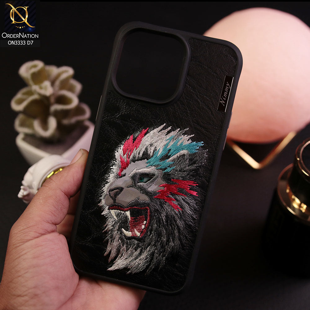 iPhone 15 Pro Max Cover - Design 7 - Nimmy 3D Embroidery Shell Leather Soft Case