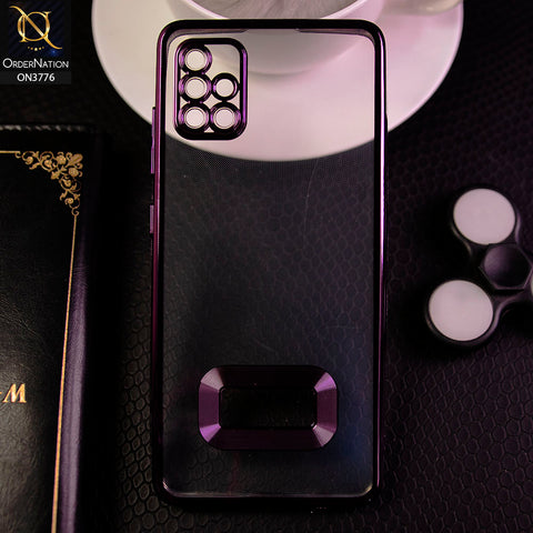 Samsung Galaxy A51 Cover - Purple - Electroplating Borders Logo Hole Camera Lens Protection Soft Silicone Case
