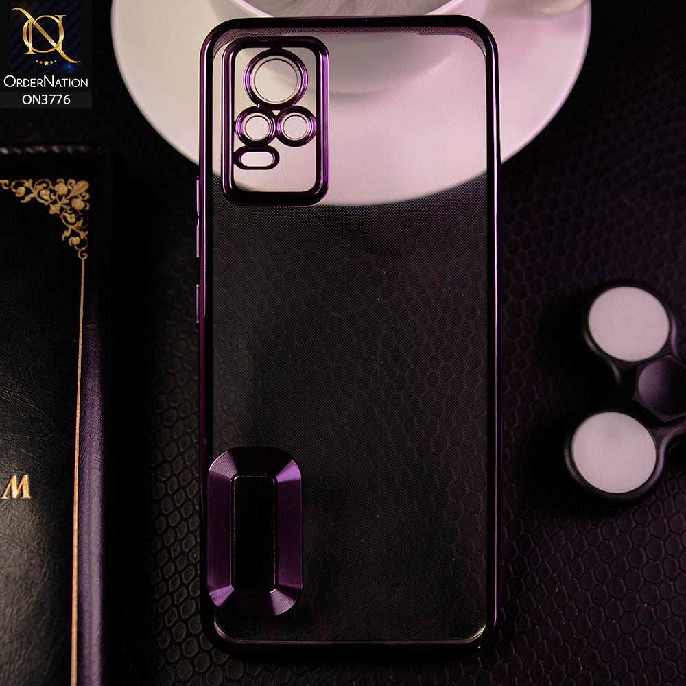 Vivo V21e 4G Cover - Purple - Electroplating Borders Logo Hole Camera Lens Protection Soft Silicone Case