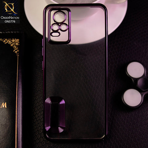 Vivo V21e 4G Cover - Purple - Electroplating Borders Logo Hole Camera Lens Protection Soft Silicone Case