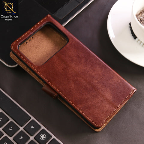 Xiaomi Mi 11 Ultra - Dark Brown - Premium Leather Megantic Flip Book Covers With Card Holding Option