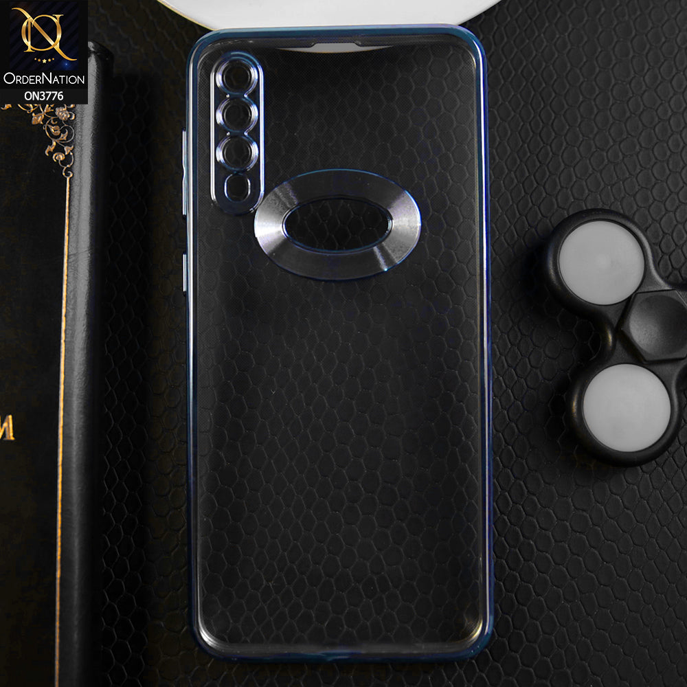 Samsung Galaxy A30s Cover - Sierra Blue -  Electroplating Borders Logo Hole Camera Lens Protection Soft Silicone Case