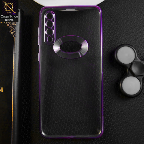 Samsung Galaxy A50 Cover - Purple -  Electroplating Borders Logo Hole Camera Lens Protection Soft Silicone Case