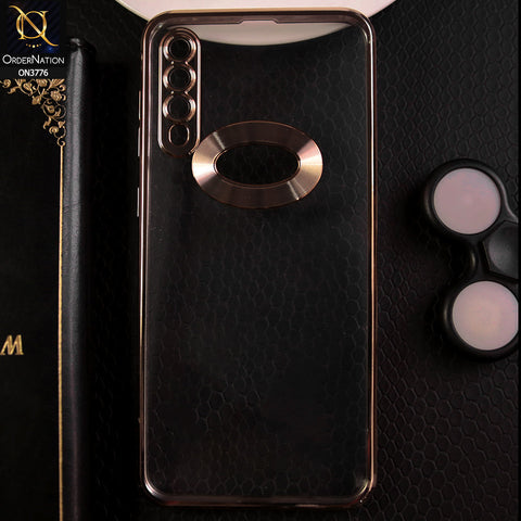 Samsung Galaxy A50s Cover - Golden -  Electroplating Borders Logo Hole Camera Lens Protection Soft Silicone Case