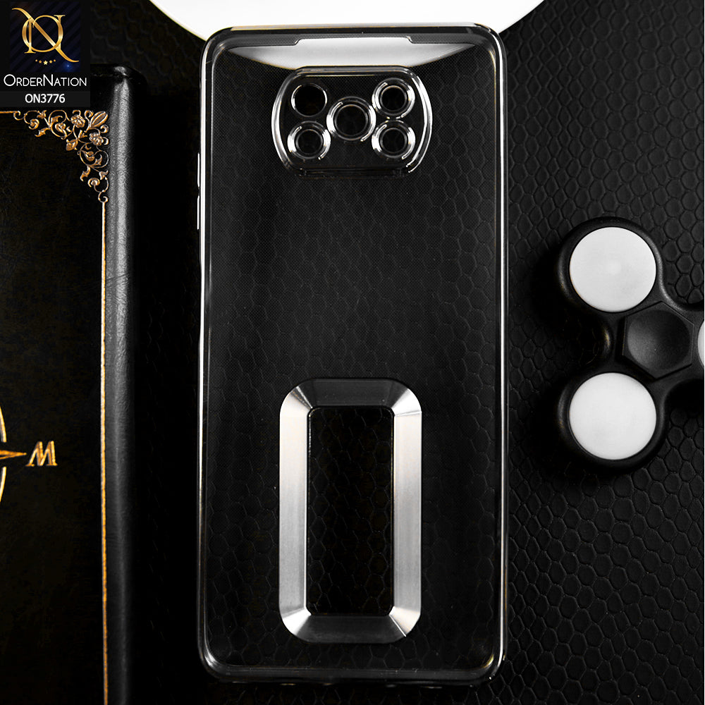 Xiaomi Poco X3 Pro Cover - Silver -  Electroplating Borders Logo Hole Camera Lens Protection Soft Silicone Case