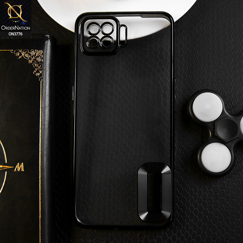 Oppo A73 Cover - Black -  Electroplating Borders Logo Hole Camera Lens Protection Soft Silicone Case