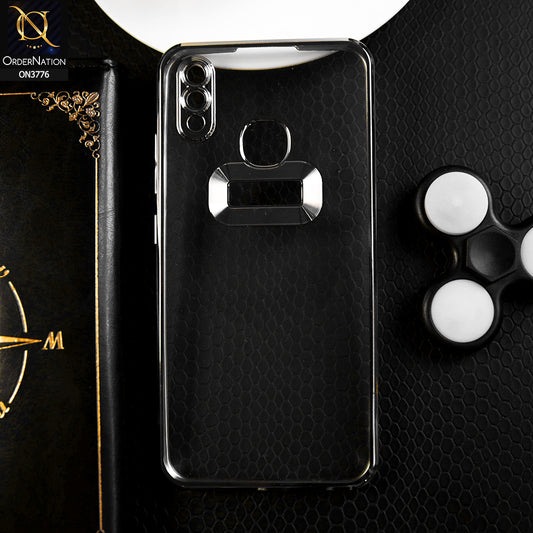 Vivo Y93 Cover - Silver -  Electroplating Borders Logo Hole Camera Lens Protection Soft Silicone Case