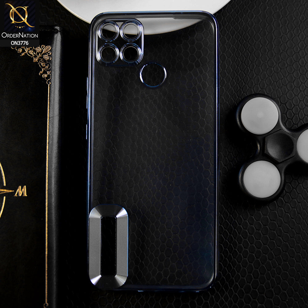 Realme C21Y Cover - Sierra Blue -  Electroplating Borders Logo Hole Camera Lens Protection Soft Silicone Case
