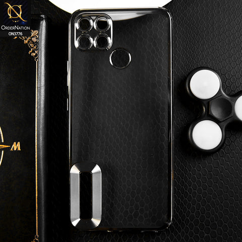Realme C21Y Cover - Silver -  Electroplating Borders Logo Hole Camera Lens Protection Soft Silicone Case