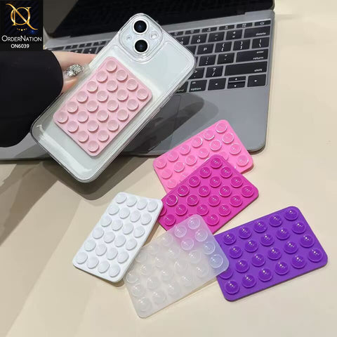 Silicone Suction Cup Phone Holder - White - Universal Sticky Silicone Suction Pad Mobile Phone Holder Grip Mount