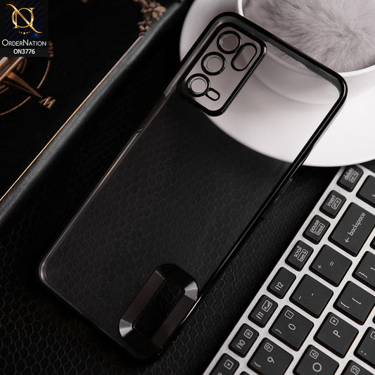 Oppo A16 Cover - Black -  Electroplating Borders Logo Hole Camera Lens Protection Soft Silicone Case