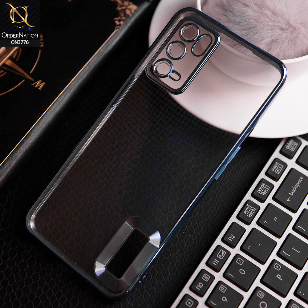 Oppo A16 Cover - Sierra Blue -  Electroplating Borders Logo Hole Camera Lens Protection Soft Silicone Case