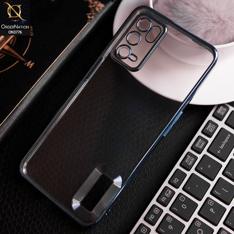 Oppo A16 Cover - Sierra Blue -  Electroplating Borders Logo Hole Camera Lens Protection Soft Silicone Case