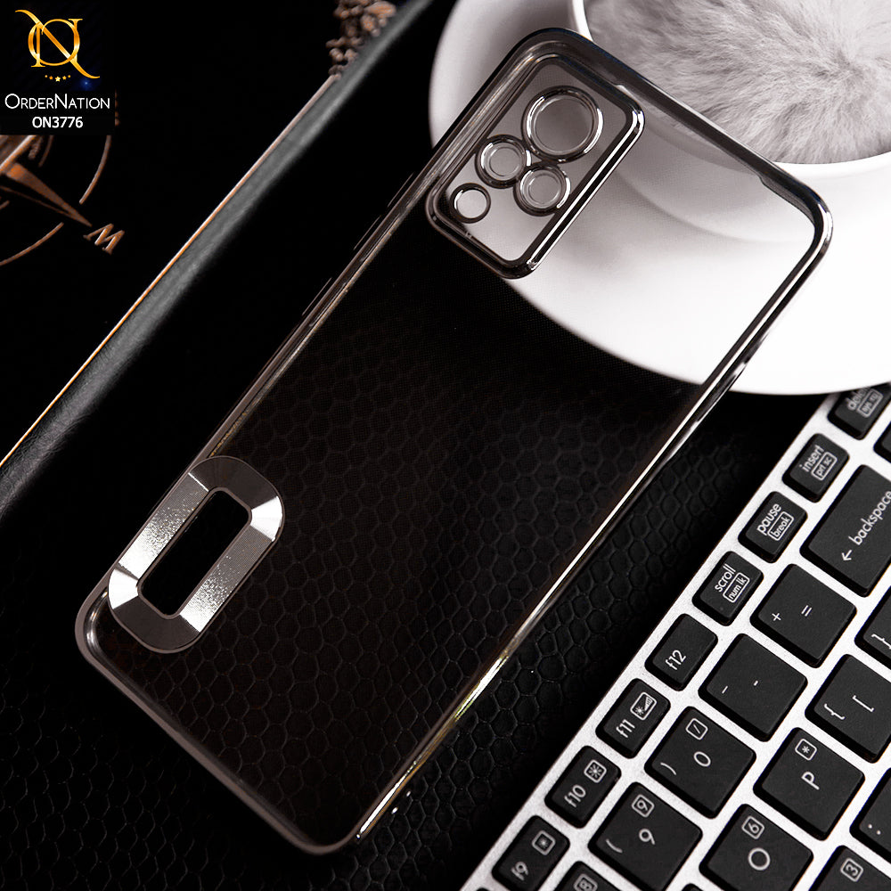 Vivo V21s Cover - Silver -  Electroplating Borders Logo Hole Camera Lens Protection Soft Silicone Case