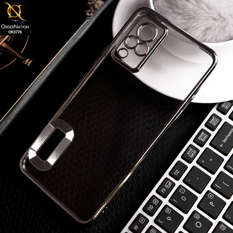 Vivo V21s Cover - Silver -  Electroplating Borders Logo Hole Camera Lens Protection Soft Silicone Case