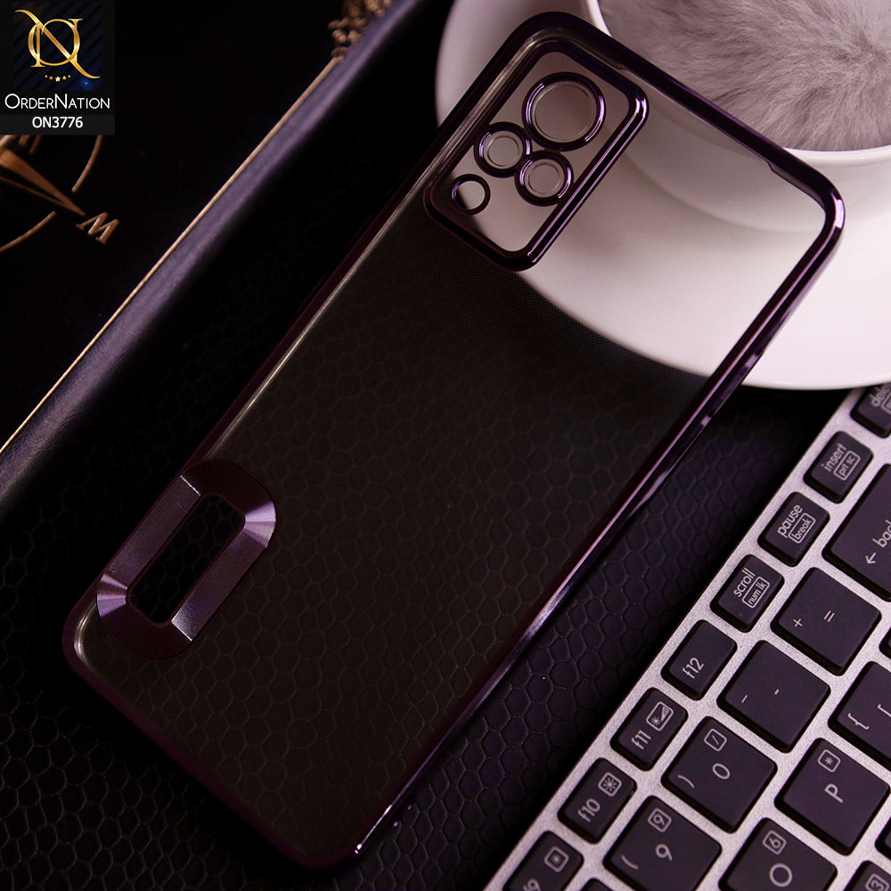 Vivo V21s Cover - Purple -  Electroplating Borders Logo Hole Camera Lens Protection Soft Silicone Case
