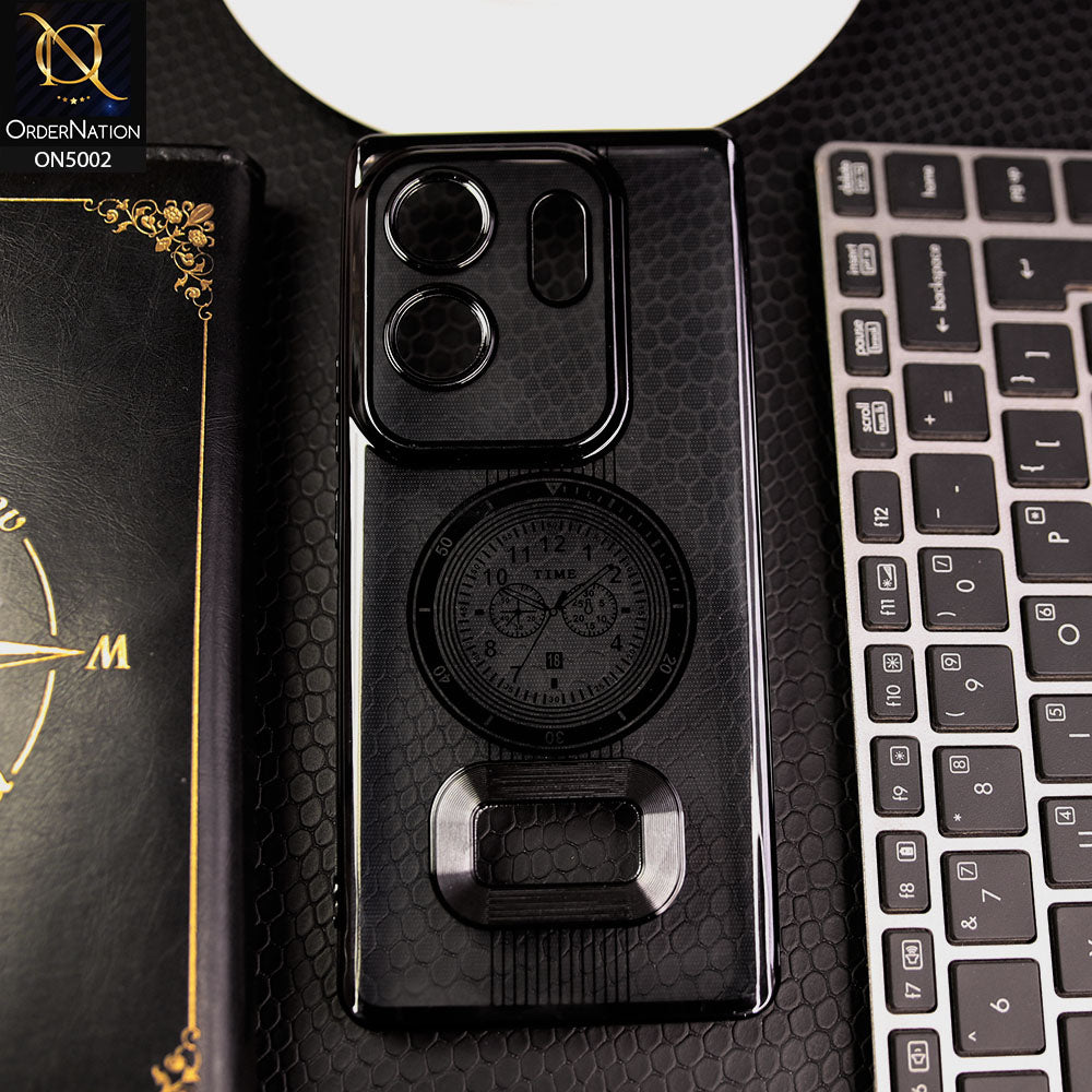 Infinix Zero 30 Cover - Black -  Electroplating Borders Logo Hole Camera Lens Protection Soft Silicone Case
