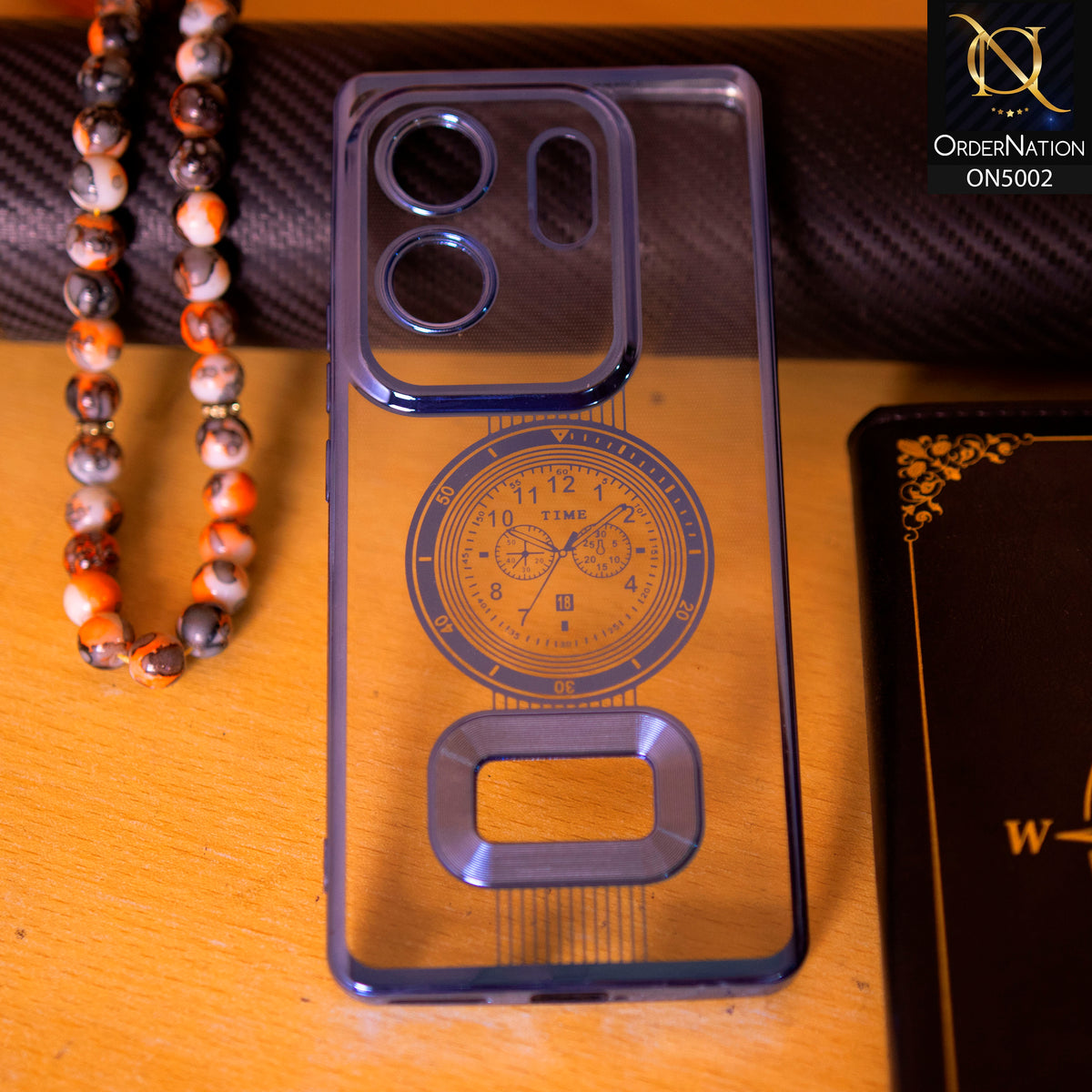 Infinix Zero 30 Cover - Blue -  Electroplating Borders Logo Hole Camera Lens Protection Soft Silicone Case