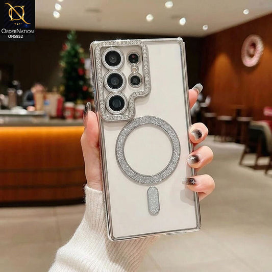 Samsung Galaxy S26 Ultra Cover - Silver - New Prime Opulent Luxurious Rhinestones Clear Case With MagSafe And Camera Protection